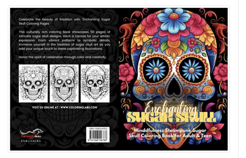 Product picture Enchanting Sugar Skull Adult Coloring ebook +PLR